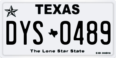 TX license plate DYS0489