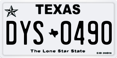 TX license plate DYS0490
