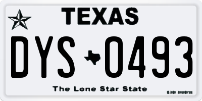 TX license plate DYS0493