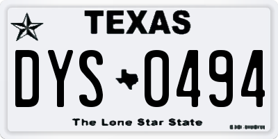 TX license plate DYS0494