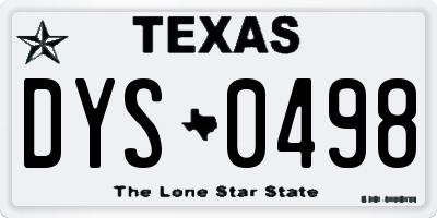 TX license plate DYS0498