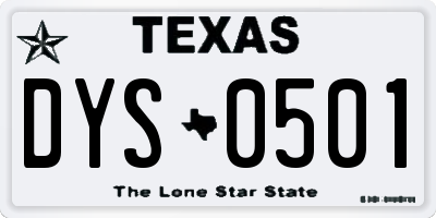 TX license plate DYS0501