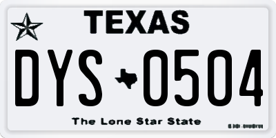 TX license plate DYS0504
