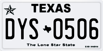 TX license plate DYS0506