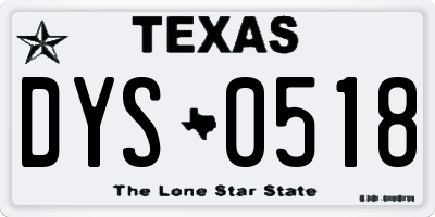 TX license plate DYS0518