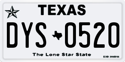 TX license plate DYS0520
