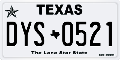 TX license plate DYS0521