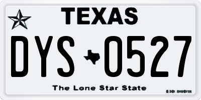 TX license plate DYS0527