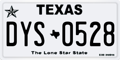 TX license plate DYS0528
