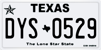 TX license plate DYS0529