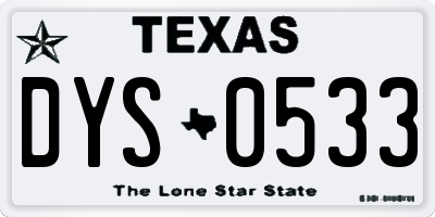 TX license plate DYS0533