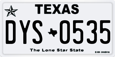 TX license plate DYS0535