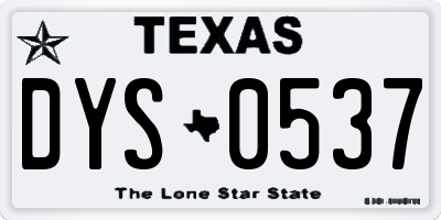 TX license plate DYS0537