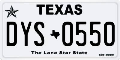 TX license plate DYS0550