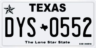 TX license plate DYS0552