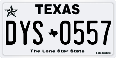 TX license plate DYS0557