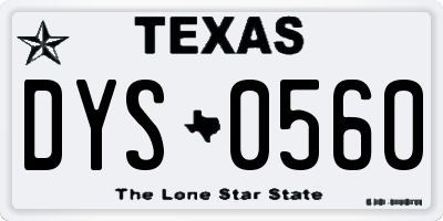 TX license plate DYS0560