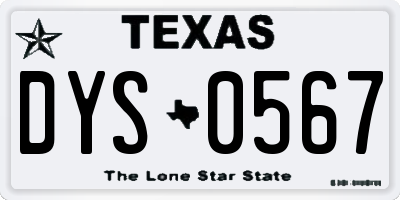 TX license plate DYS0567