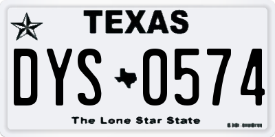 TX license plate DYS0574