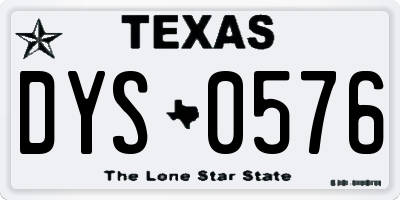 TX license plate DYS0576