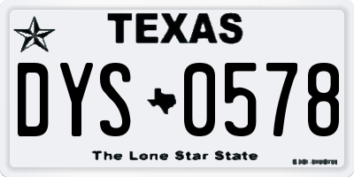 TX license plate DYS0578