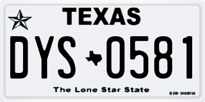TX license plate DYS0581