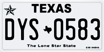 TX license plate DYS0583