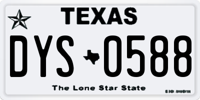 TX license plate DYS0588