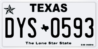 TX license plate DYS0593
