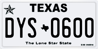 TX license plate DYS0600