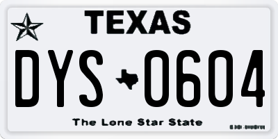 TX license plate DYS0604
