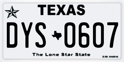 TX license plate DYS0607