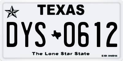 TX license plate DYS0612