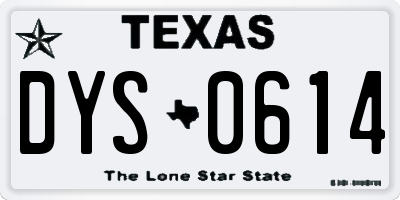 TX license plate DYS0614