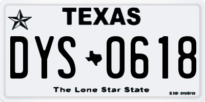 TX license plate DYS0618