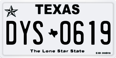 TX license plate DYS0619