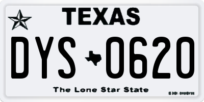 TX license plate DYS0620
