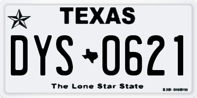 TX license plate DYS0621