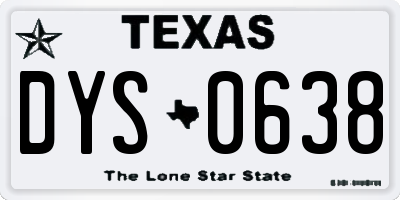 TX license plate DYS0638