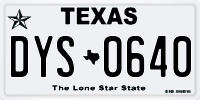 TX license plate DYS0640