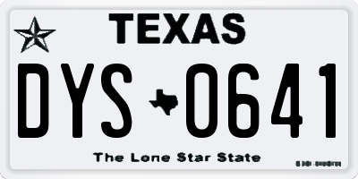 TX license plate DYS0641