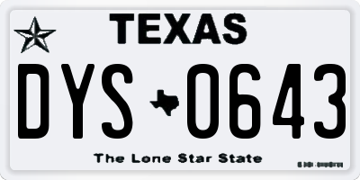 TX license plate DYS0643
