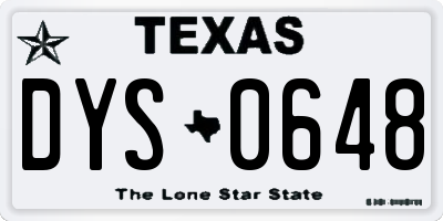 TX license plate DYS0648