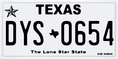 TX license plate DYS0654
