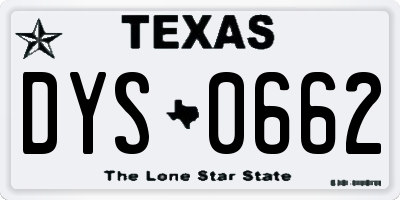 TX license plate DYS0662