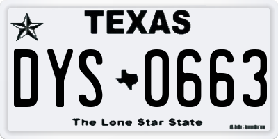 TX license plate DYS0663