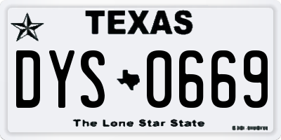 TX license plate DYS0669