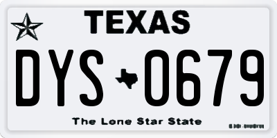 TX license plate DYS0679