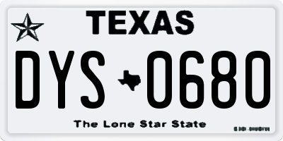 TX license plate DYS0680
