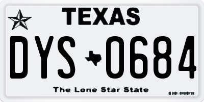 TX license plate DYS0684